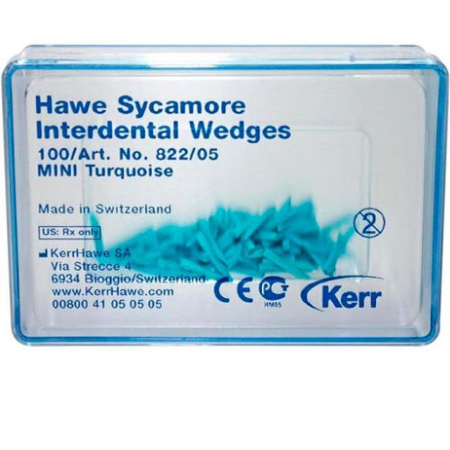 Клинья Sycamore Interdental деревянные межзубные  бирюзовые 100шт Kerr